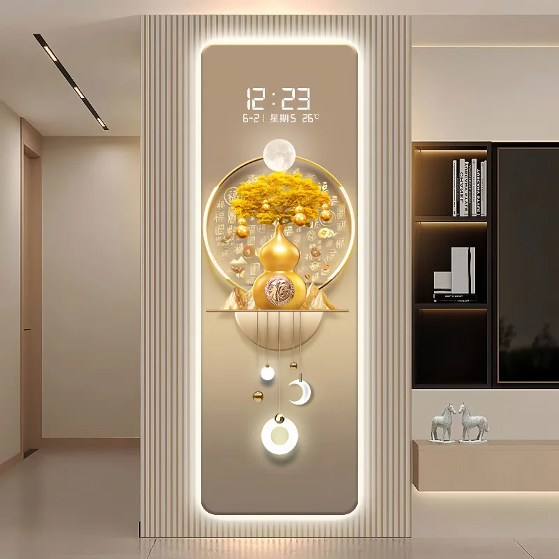Upgrade Yellow Wall Clock Night Light Elegant Design Aesthetic Digital Wall Clock Extra Large Horloge Murale Home Decor Items