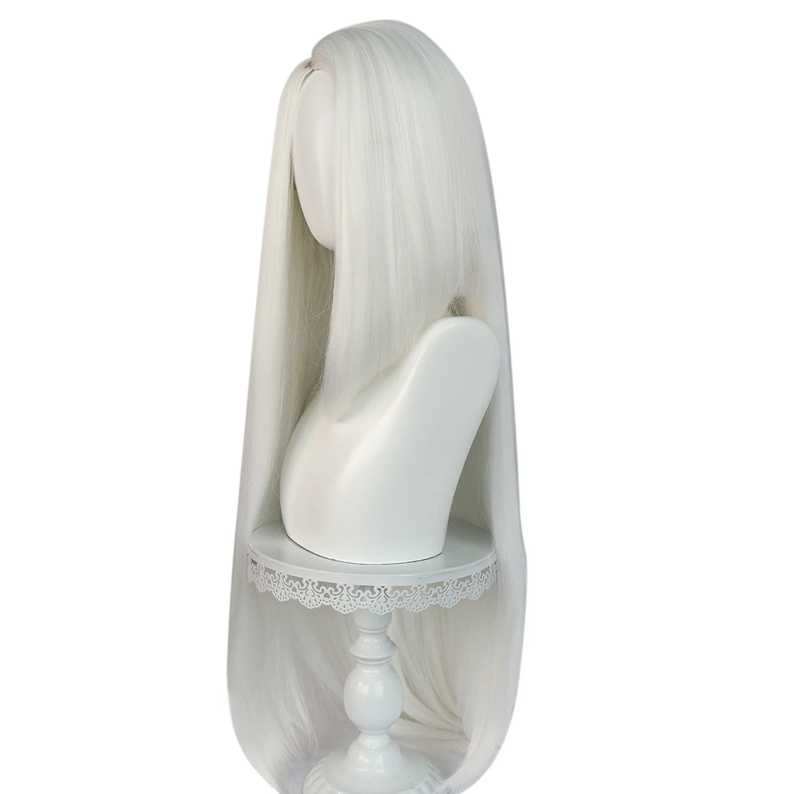 Vaggie Cosplay Wig White Long Straight Heat Resistant Synthetic Hair Halloween Costume Role Play Party Wigs + Wig Cap