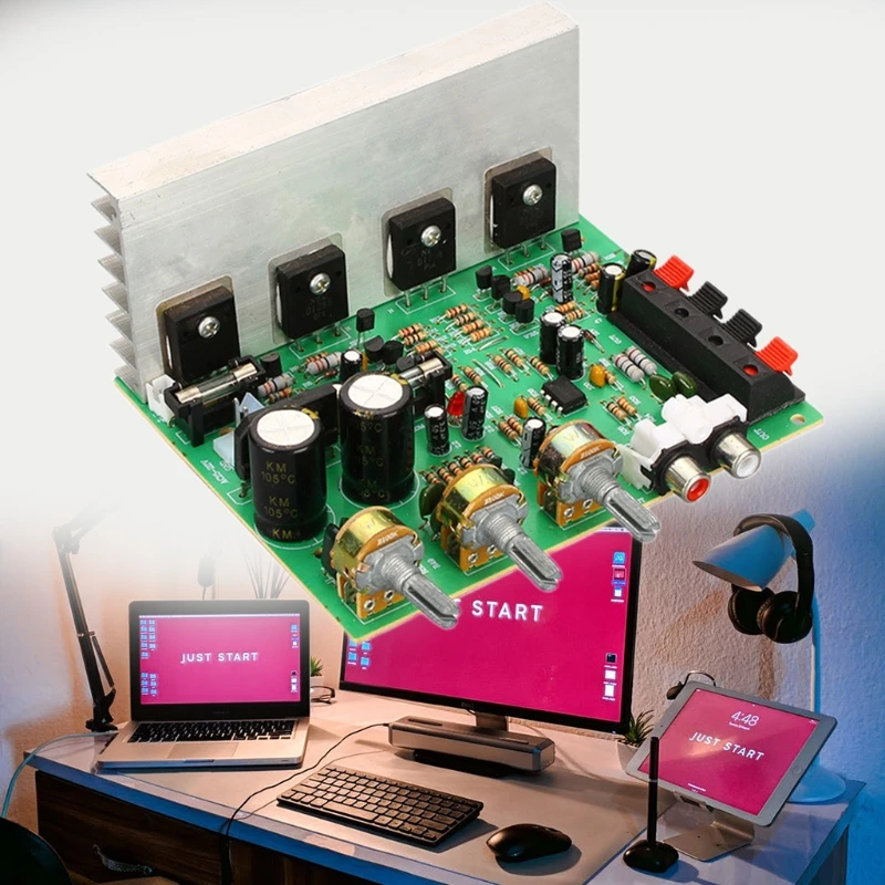 High Power Amplifier Board with 2x80W & Dual Filter Capacitors Board with FET Chip & 4558 OP AMP TYP