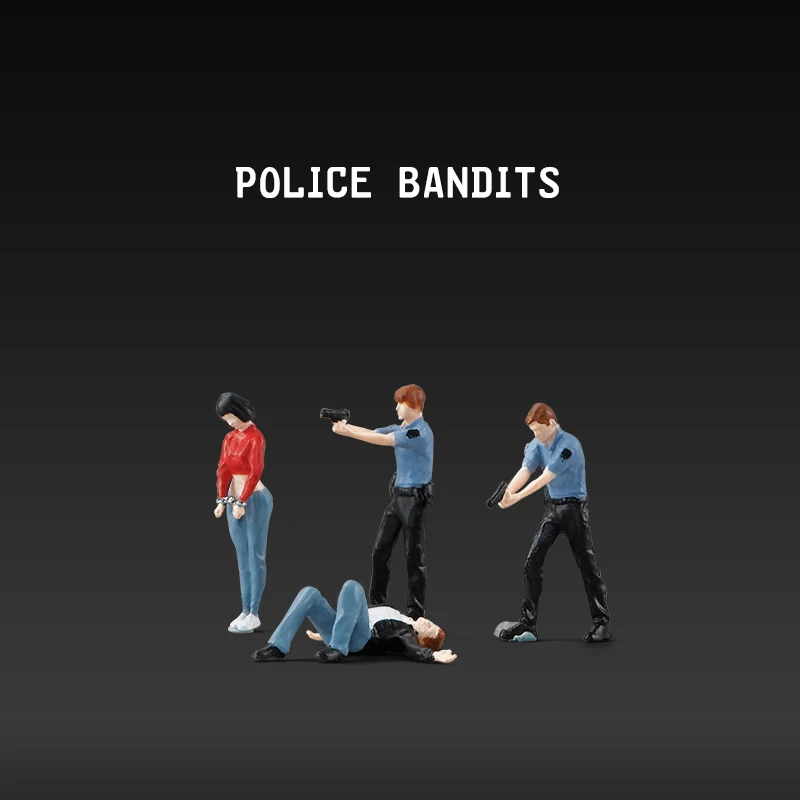 1/64 Police Action Figure Set, Lying Down Shooting Pose Resin Model Dolls for Car Diorama Display Scene Accessories