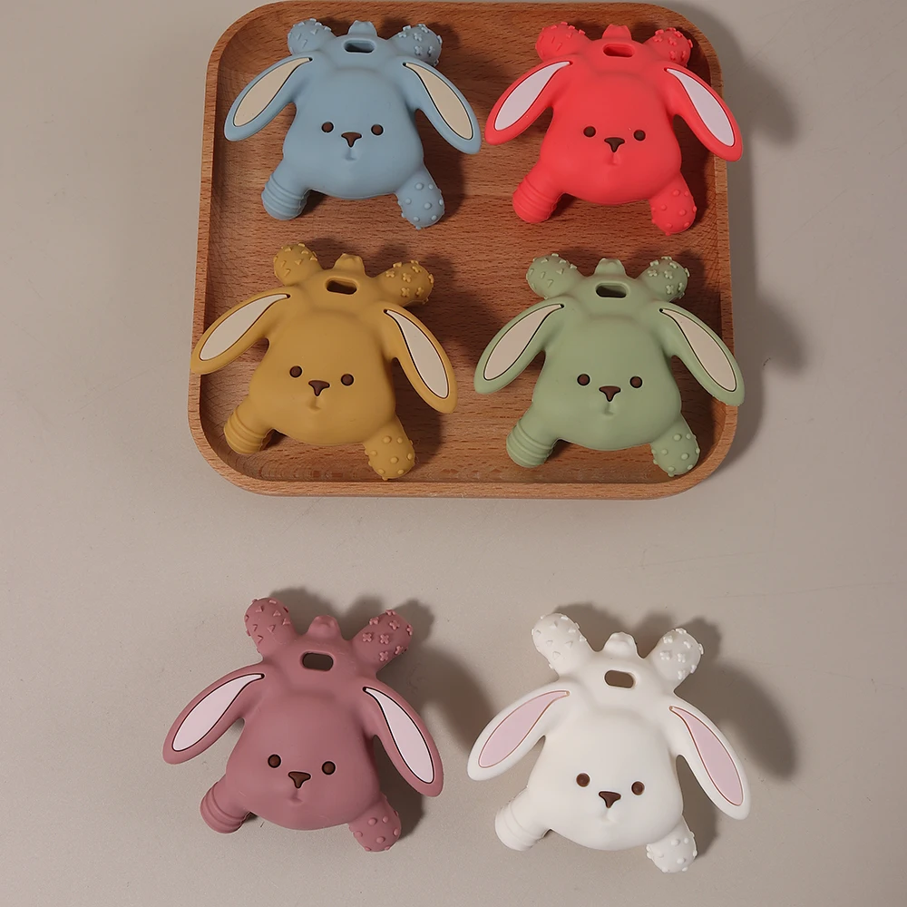 Baby Silicone Easter Bunny Teether Food Grade Safe Teether Cute Cartoon Nursing Teething Toy Teething Gift Oral Care view 6