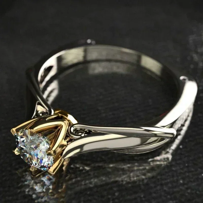 2026 New Personalized Bicolor Women's Wedding Ring Luxurious Paving Cubic Zirconia Proposal  Fashion Jewelry Wholesale