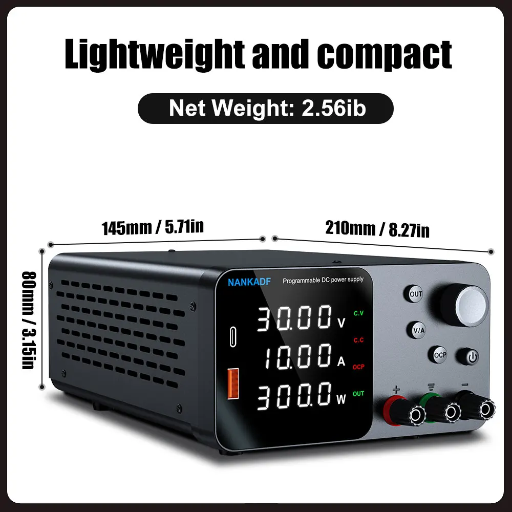 NANKADF DC Lab Power Supply 30V 10A 60V 5A Adjustable Voltage Regulator Preset Voltage Current Dual Input Voltage 220V/110V
