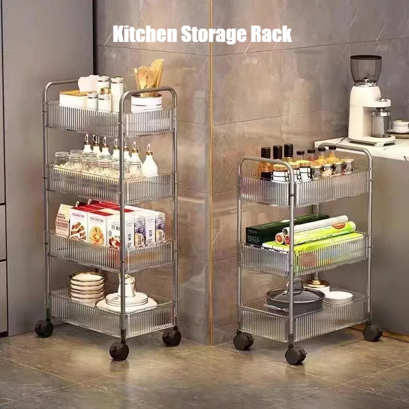 3 Layer Snacks Trolley Storage Rack Household Kitchen E-sports Room Spices Sundries Food Cosmetics Removable Shelf