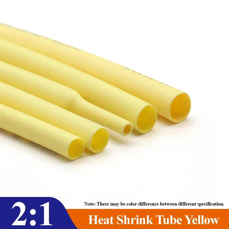 

1/5/8/20/40M 2:1 Heat Shrink Heatshrink Tube Yellow 1mm ~ 50mm Diameter Wire Repair DIY Cable Protecctor Tubing Sleeving Wrap