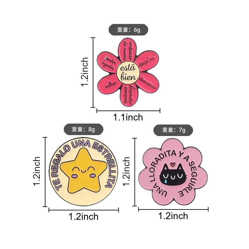 Spanish Healing Pin Una Lloradita Cat and Estrella Star Reminder to Rest and Seek Help for Self-Care Lovers Everyday Outfit