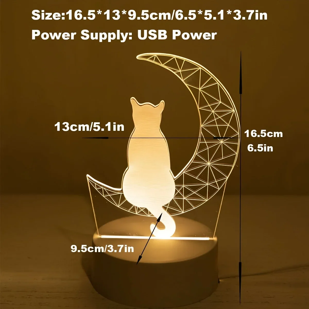 Veilleuse USB 3D Shoous Moon Cat, veilleuse créative, décoration de la maison, de la table, du salon, cadeau d'anniversaire, cadeau de vacances, 1PC