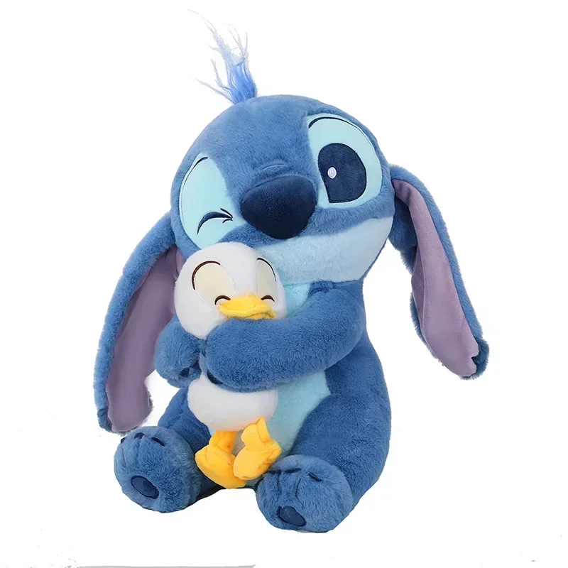 Boneka isi 30/45/60cm, mainan boneka mewah Kawaii Disney ukuran besar, boneka Stitch bebek imut, boneka hadiah ulang tahun anak-anak