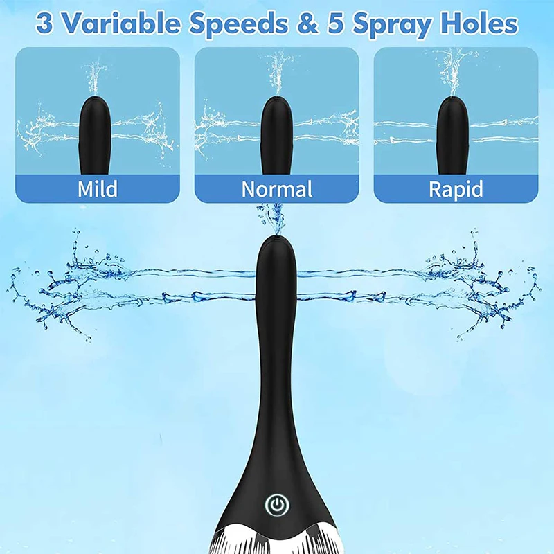 Electric Automatic Bidet Enema Bulb with 3 Speeds Silicone Enema Anal Douche Cleaner for Men Women Colon Cleansing Bathroom