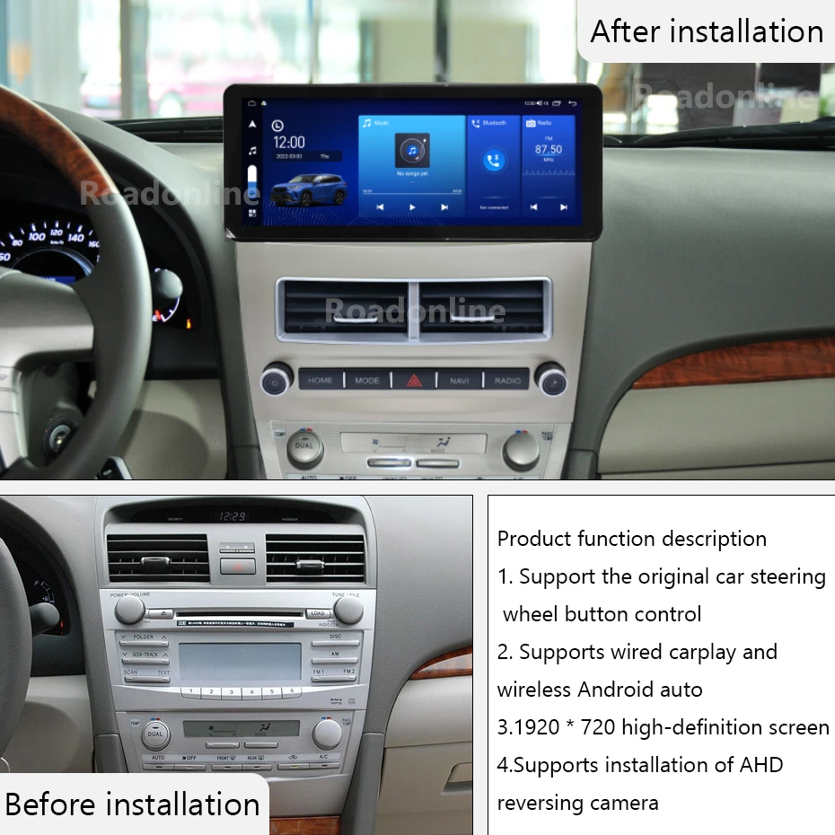 Audio Android para Toyota Camry 2006-2011 multimedia automotriz Android 12 sistemas inteligentes de coche radio de coche carplay inalámbrico