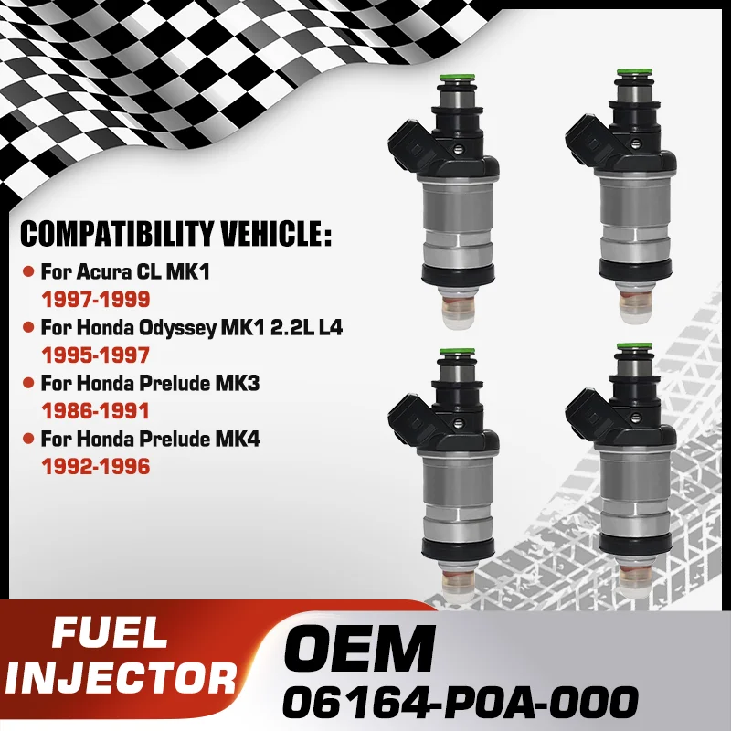 

4 Cylinders Fuel Injectors For Acura CL YA1 MK1 Honda Odyssey MK1 Honda Prelude MK3 Honda Prelude MK4 06164-P0A-000 06164PG7A10