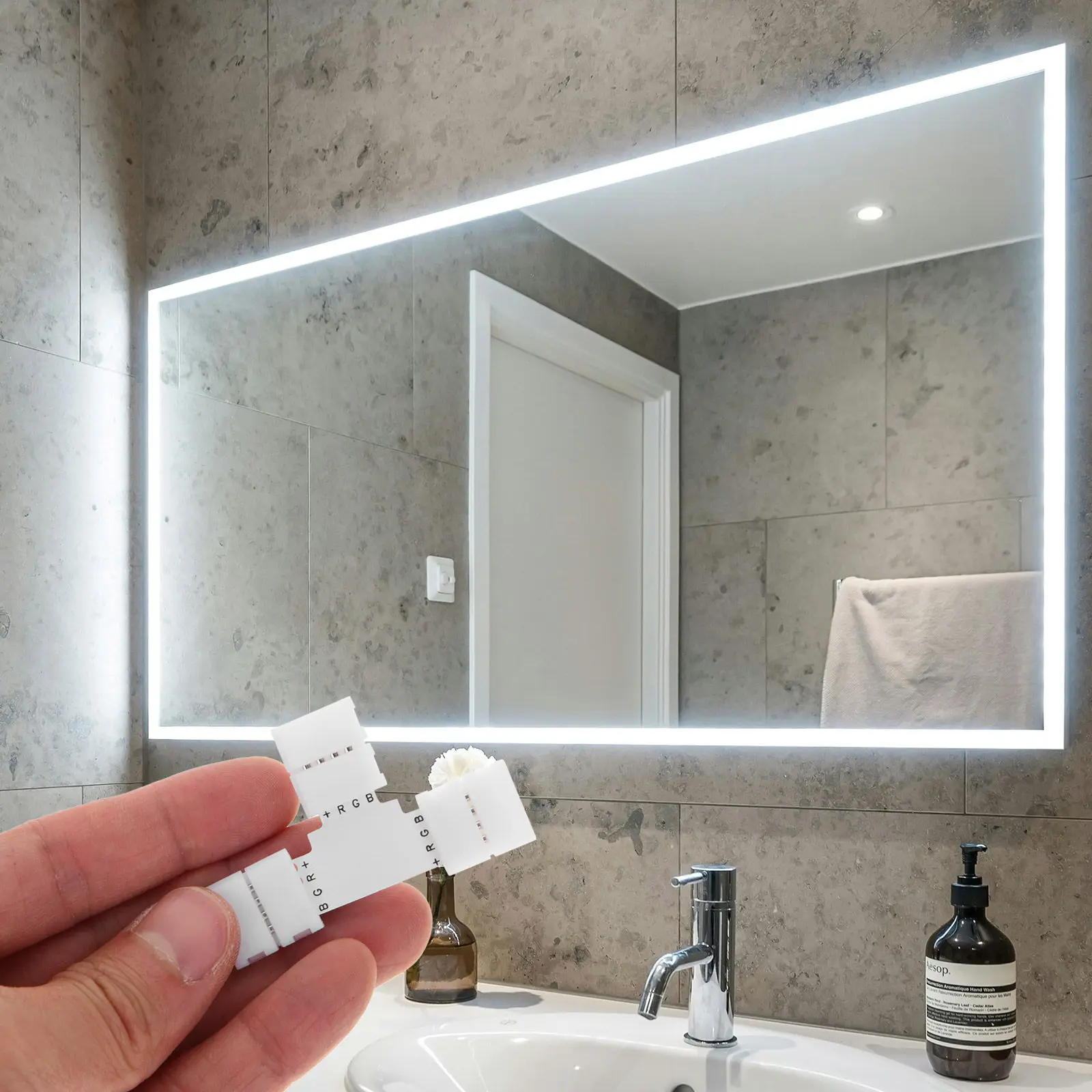 6Pcs LED Strip Light Connectors 4 Pin Solderless L Shaped 10Mm Stable Safe Connection for Rgb 5050 LED Strips Home Office Use