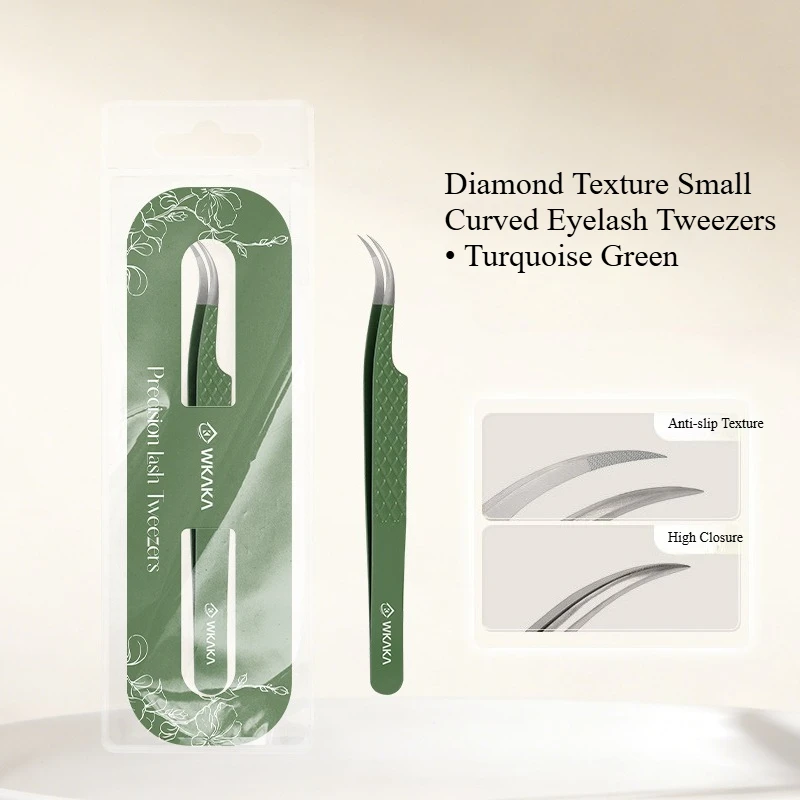 1PC Fiber Tip Precision Eyelash Tweezers，Diamond Texture Small Curved Eyelash Tweezers ，Professional Eyelash Extension Tweezers