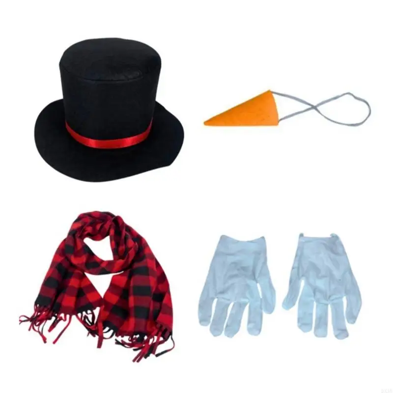 

DXAE 4 Pcs Snowman Costume Set Snowman Hat Nose Christmas Snowman Costume Accessories