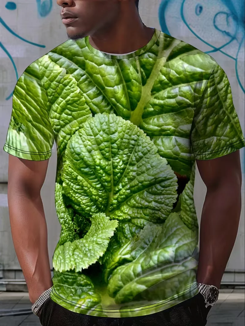 3D Print Funny Cabbage Lettuce Vegetable T-Shirts Men Women Harajuku Y2K Style Oversized Short Sleeve Top Men's Clothing