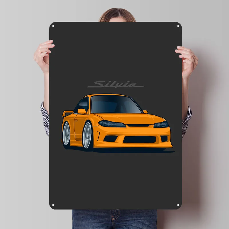 Nissan Silvia Chibi Metal Signs Car Poster Vintage Decoration Living Room Custom Tinplate Sign for Garage Wall Art Decoration