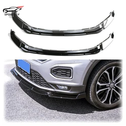 High Quality ABS Car Front Bumper Lip Spoiler Glossy Black Carbon Fiber Look Body Kit For VW T-Roc TSI TDI 2017-2022