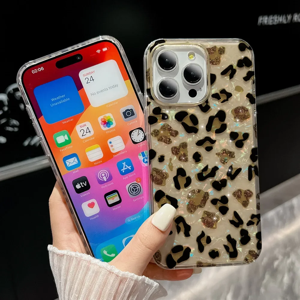 Custodie protettive per telefoni con stampa leopardata adatte per 16 Rainbow 14plus Custodia Apple all-inclusive per iPhone Custodia alla moda Shell Series