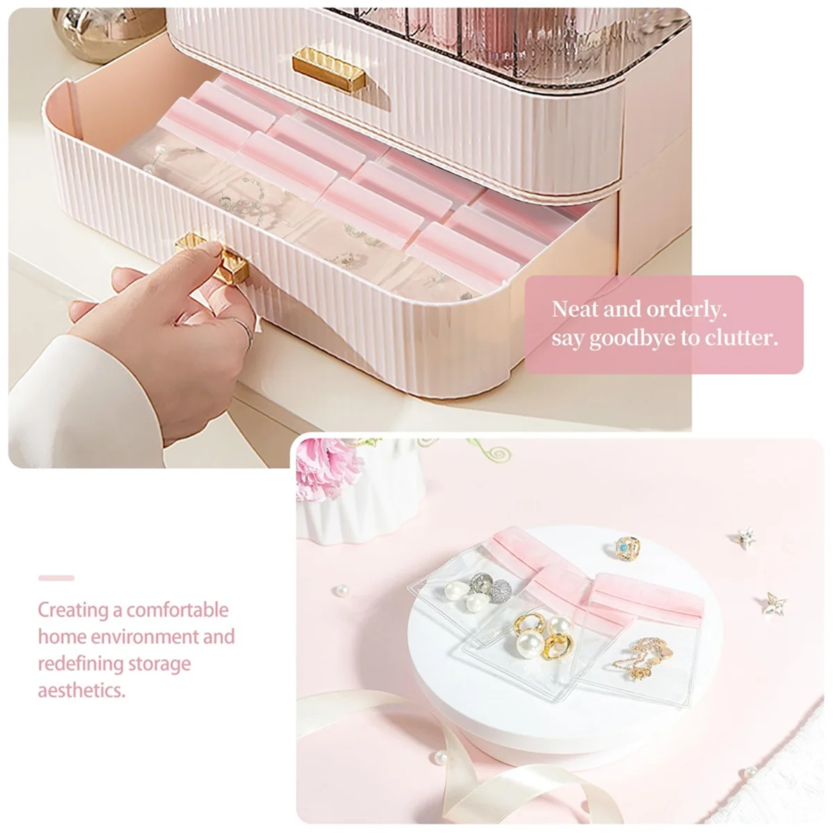 【Price Drop】Joyero acrílico, organizador de joyas transparente con 20 bolsas portátiles con cremallera antioxidante de PVC, estuche de joyería de viaje