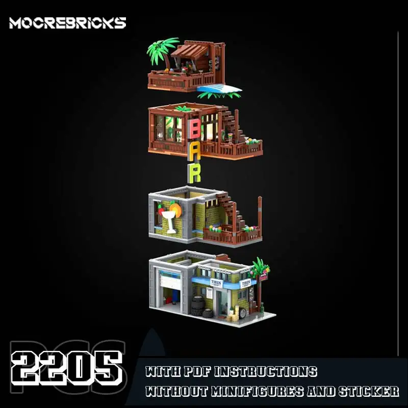 Creatieve Street View Hoek Bar & Band Winkel Bouwstenen Hot Landmark Architectuur Model Bakstenen Expert Collectie Speelgoed Kindercadeau