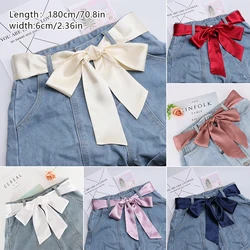 180cm Satin Silk Wide Belt Women Japanese Style Lace Up Waistbands Satin Corset Belts Ribbon Cummerbund  Chiffon Long Scarf