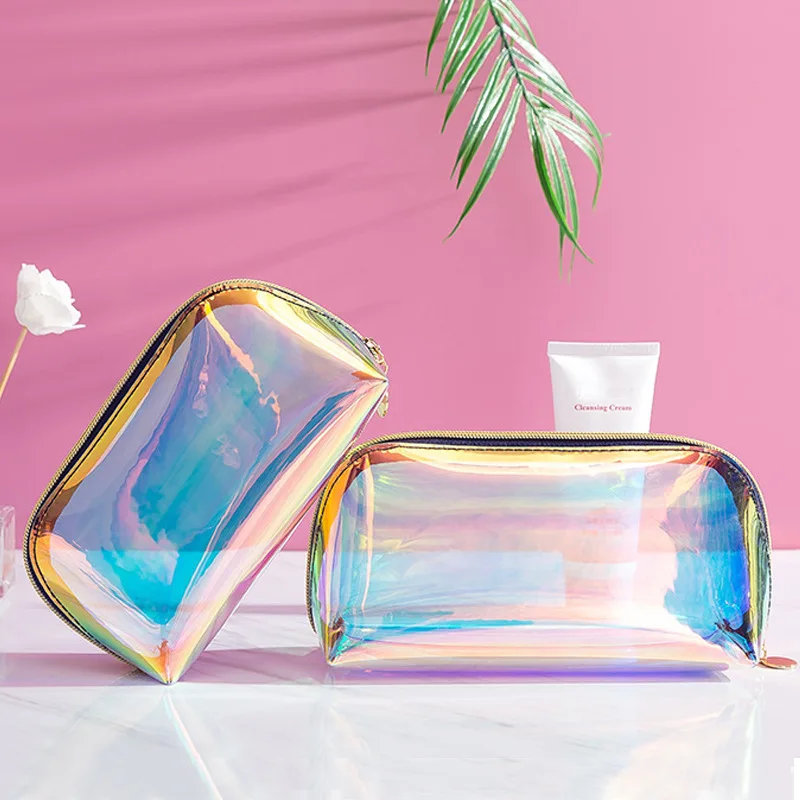 Iridescent Phantom Transparent Laser Holographic Cosmetic Bag Storage Multi-function Washing Bag TPU Shell Cosmetic