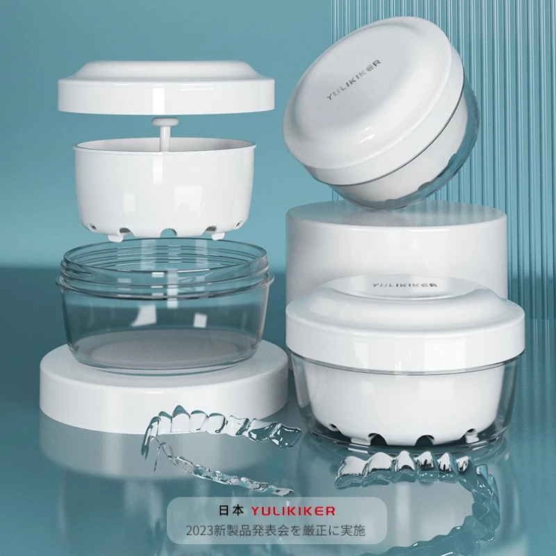 

Portable Oral Orthodontic Retainer Case Cleaning Tooth Invisible Braces Soaking Box with Filter Accessories Sealed
