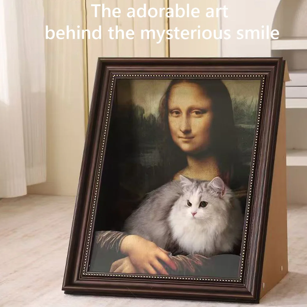 

Mona Lisa Cat Nest Oil Painting Cat Bed Decorative Art Frame Cat House Mona Lisa Cat Cave for Indoor Cats