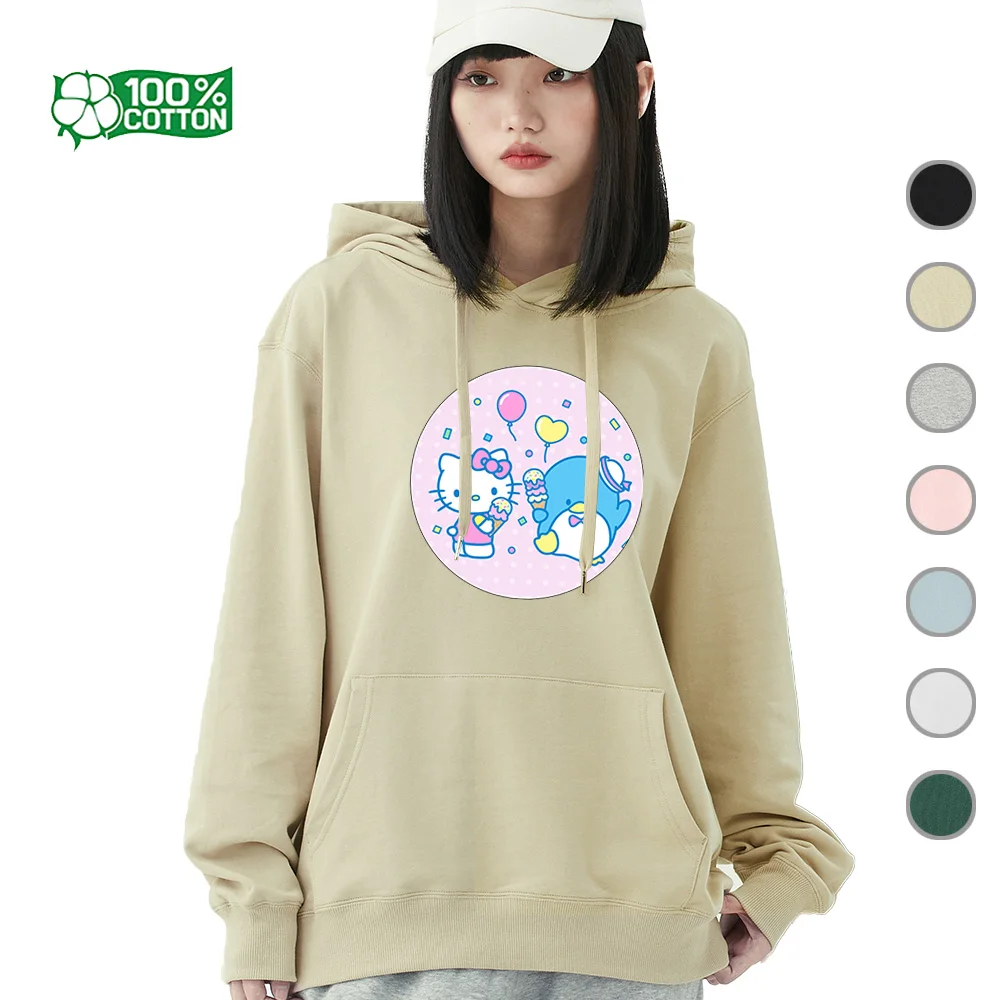 

Sanrio Hello Kitty Sweet Graphic Hoodie, Cotton Blend Soft Sweater & Pullover, Cute Unisex Clothing Gift TopT-Shirt
