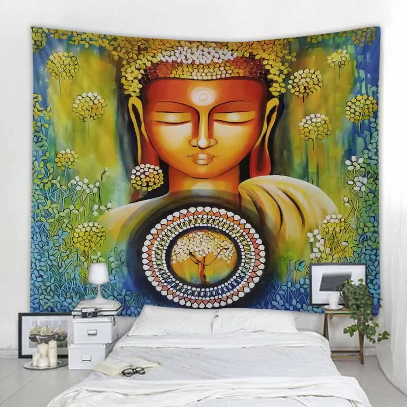 Indian Buddha Tapestry Meditation Mandala Home Decor Wall Hanging Hippie Boho Aesthetic Room Wall Decor Yoga Mat Sofa Sheet