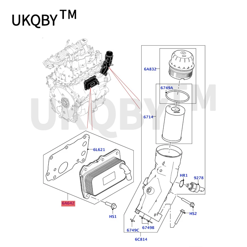 Ra ng eR ov er Ev oq ue 20 12 Di sc ov er yS po rt 20 15  Oil Cooler - Engine  Oil Cooler - Engine