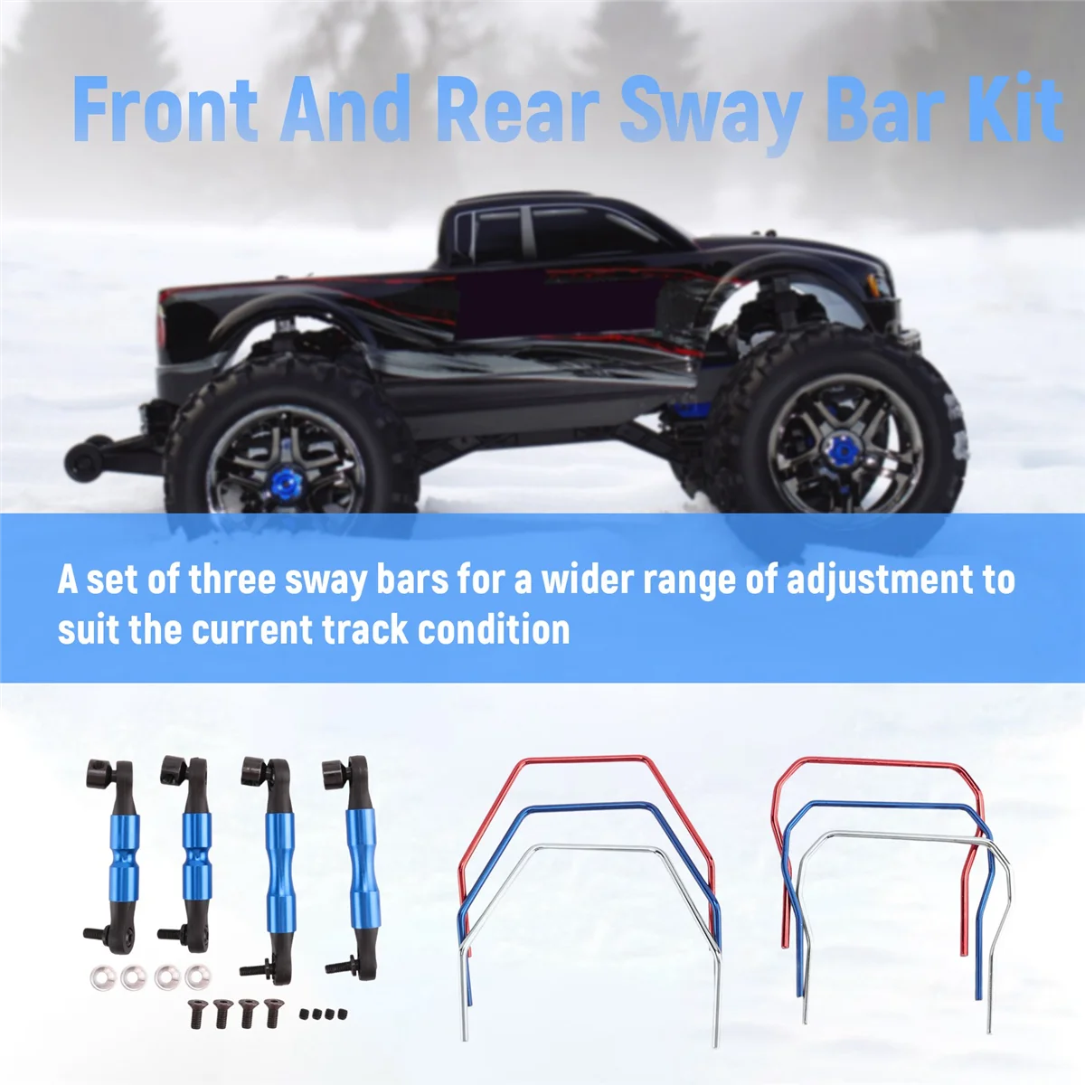 Kit Swway Bar dianteiro e traseiro para Traxxas 4X4 Slash Stampede, Rally RC Car Upgrade Peças, SLF311