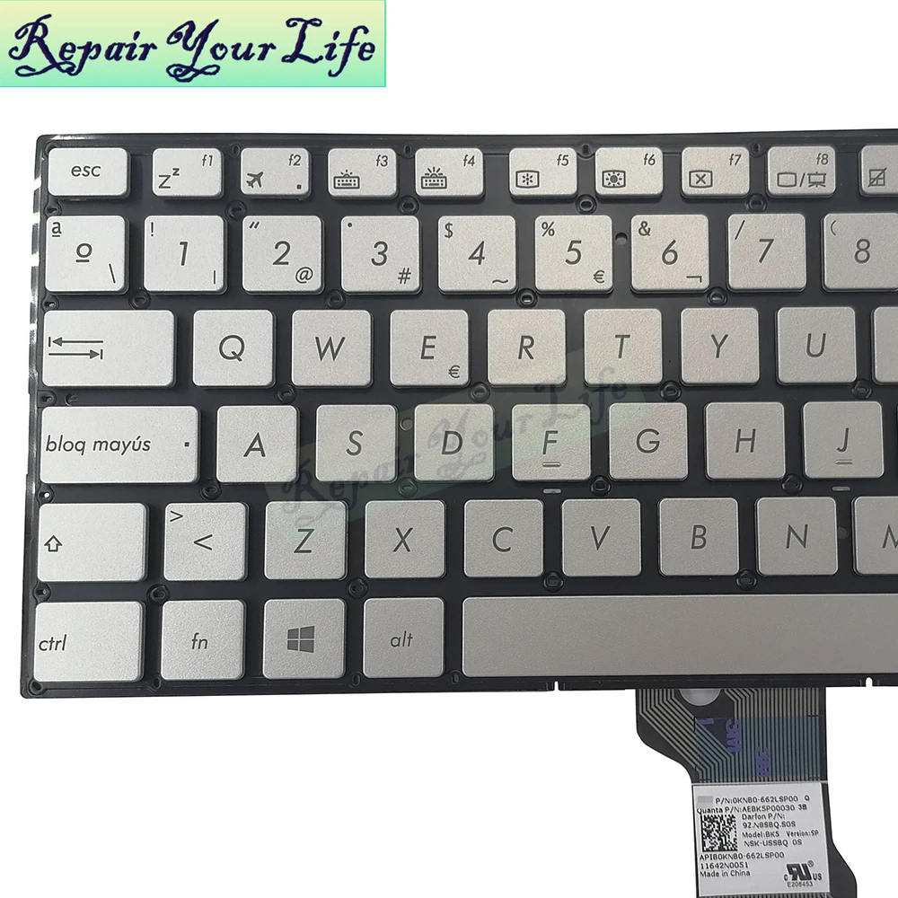 WB AF US Spanish Korean Backlit Keyboard for Asus N501V N501VW UX501V UX501VW Laptop, 0KNB0-662LSP00 662LWB00 662LAF00 662LKO00