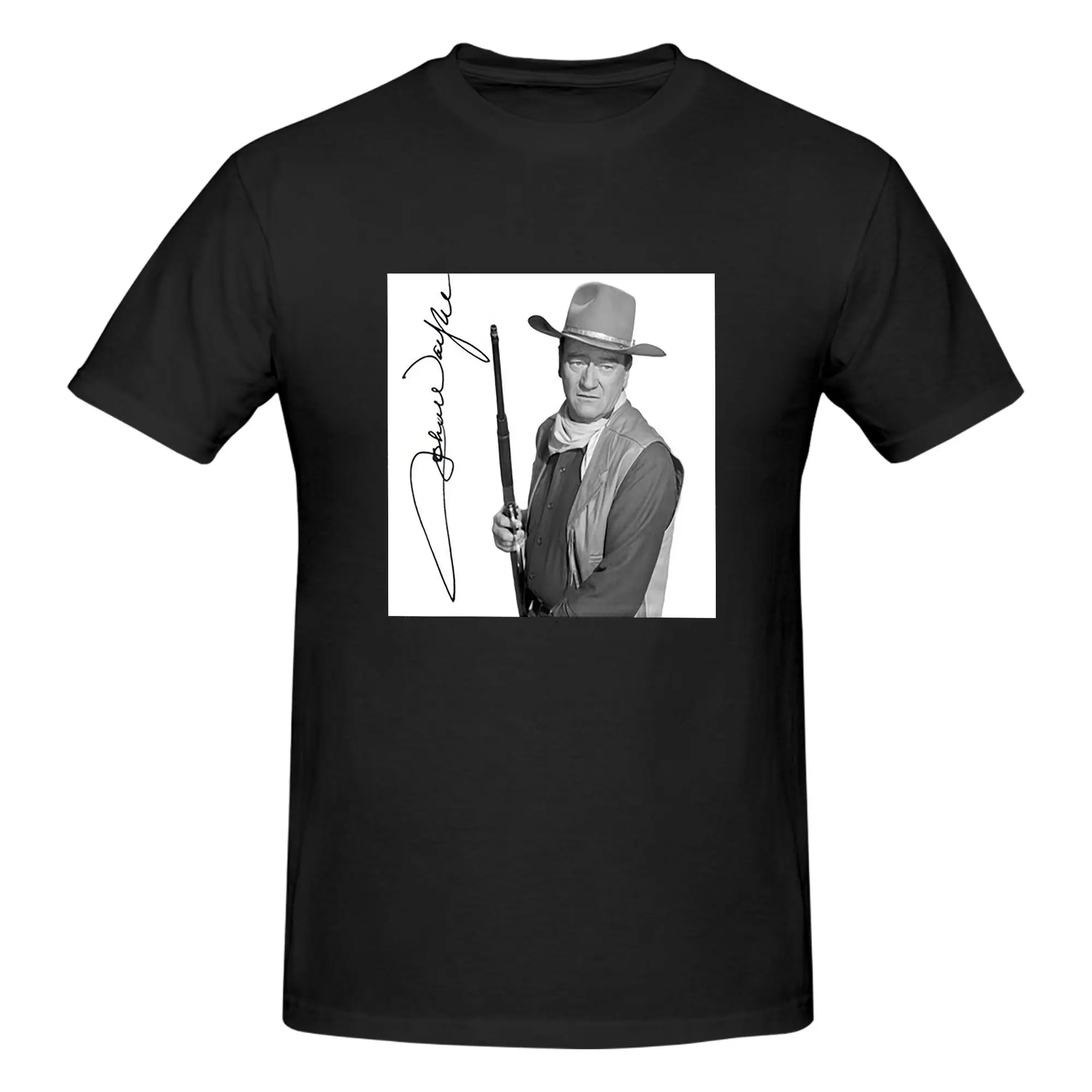 John Wayne Signature The Duke Men T-Shirt Double Sided Plus Size T Shirts Men's Round Neck Cotton Tees Short Summer Male