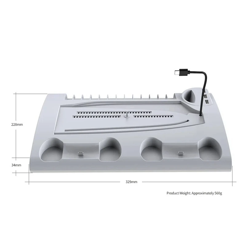 Soporte de carga con ventilador de refrigeración para consola PS5 y PS5 Slim, estación de carga de controlador Dual con 9 luces RGB