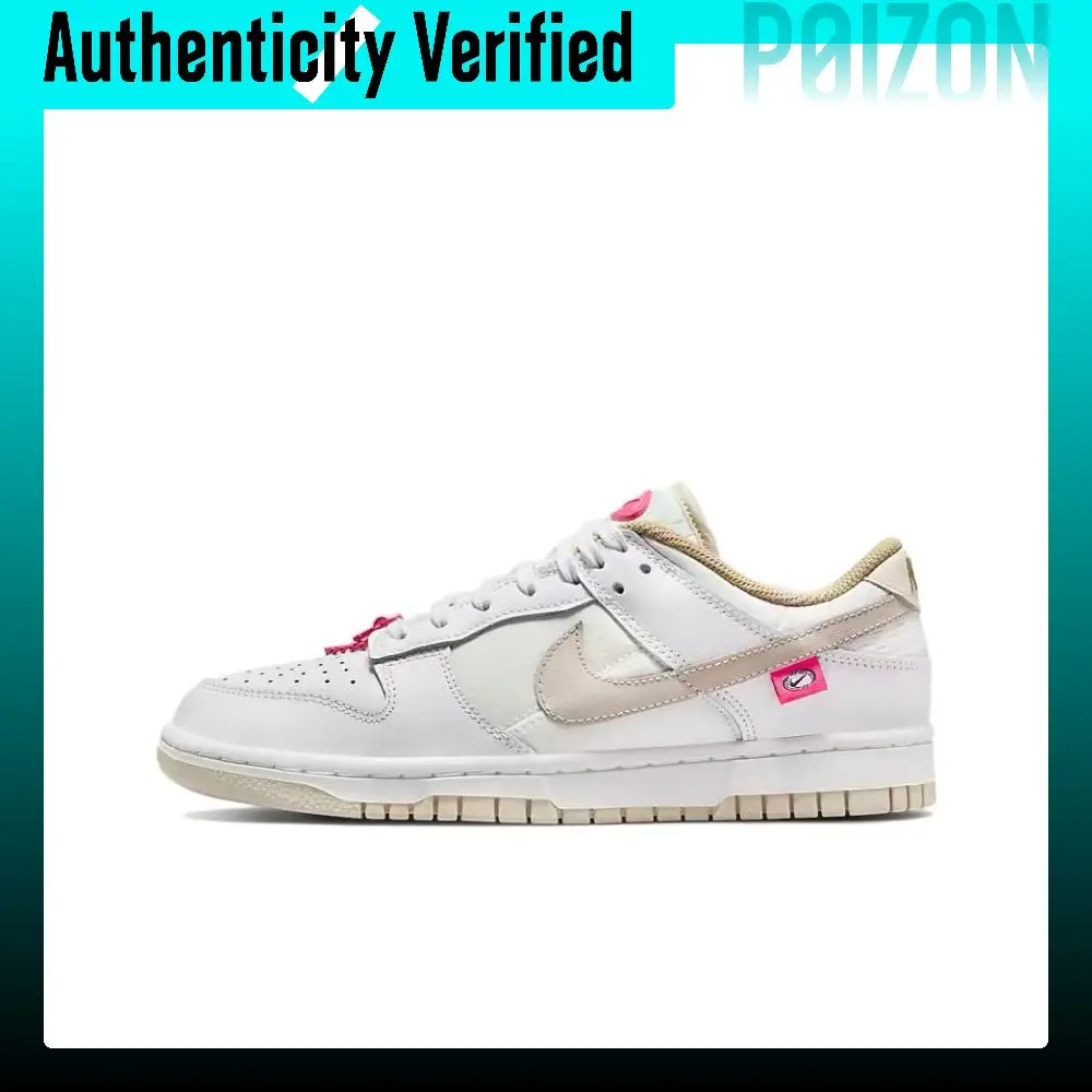 Nike Dunk Street Dance Collection Textile, Split Cow Leather Classic Low top Skateboard Shoes Women's White Pink DX6060-121