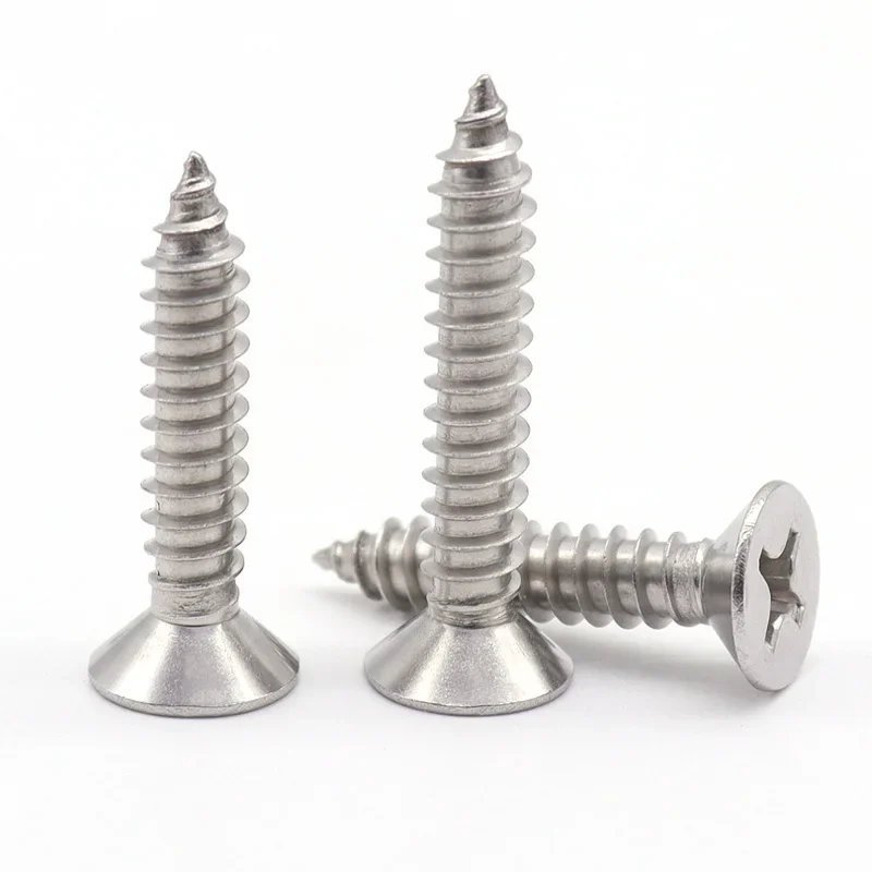 Phillips Tapping Screws M4~M8 304 Stainless Steel DIN7050 Phillips Countersunk Flat Head Self Tapping Sheet Metal Wood Screws