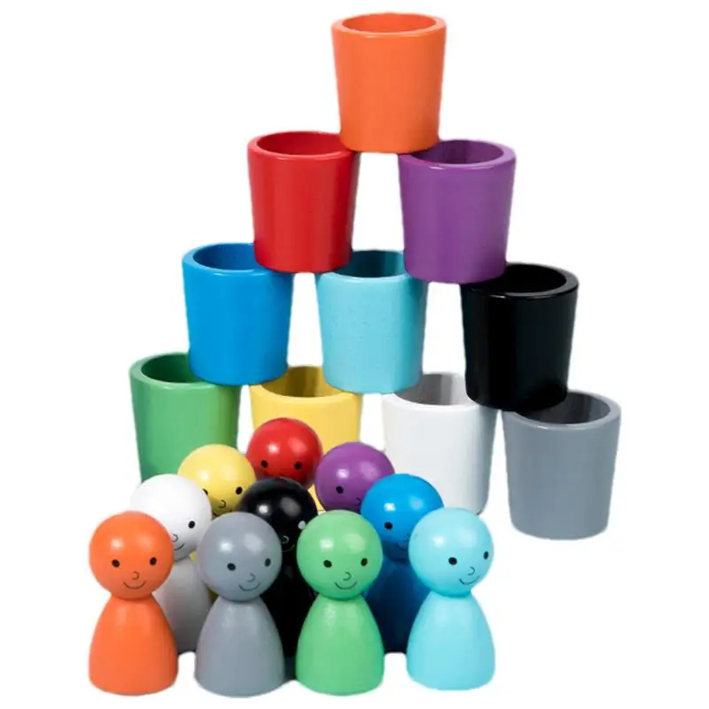 

Baby Montessori Rainbow Balls And Cups Wooden Montessori Toys Peg Dolls Montessori Educational Toys Baby