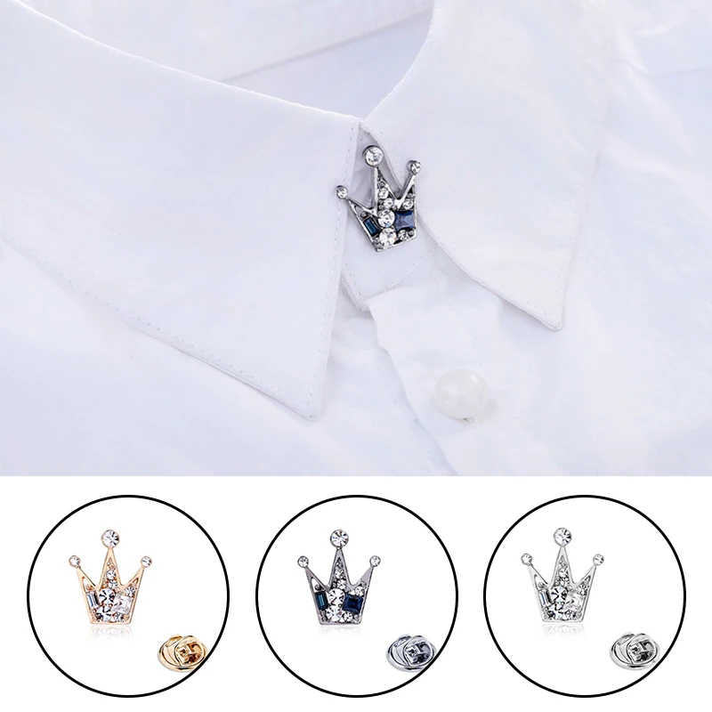 Brooch For Women Men Fashion Crystal Beautiful Cute Pin Necktie Clip Collar Decoration Christmas Gifts Luxury Metal Crown