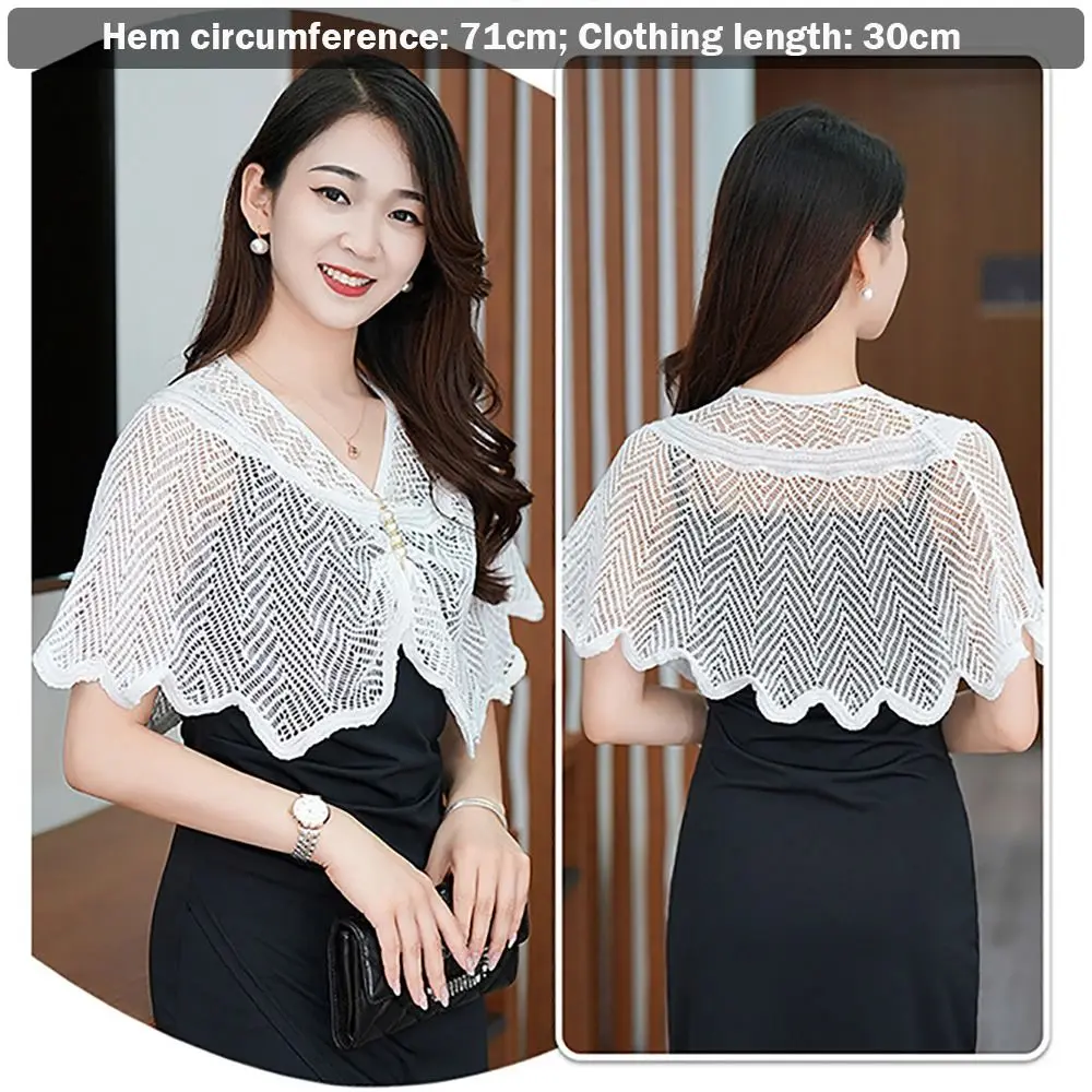 Chaqueta fina de encaje chal de punto Multicolor chal corto de tul transpirable Tops para mujer