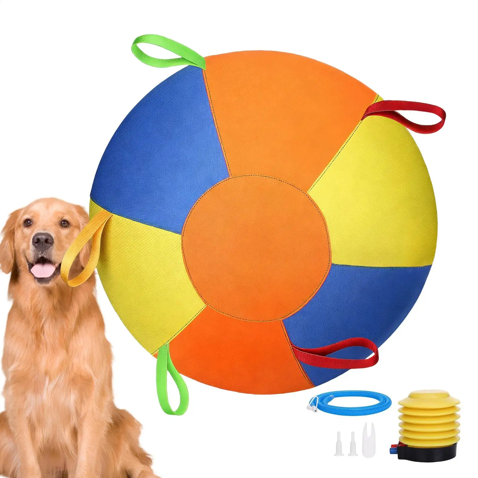 Pelota de Juego para Perros, Resistente, Inflable, para Ejercicio, Duradera, Resistente a Mordidas, para Piscina, Juguete para Cachorros con Bomba y Funda