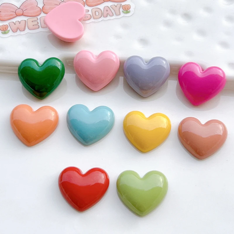 10 Pcs New Kawaii Cartoon Sweet Multicolor Peach Heart Resin Scrapbook Diy Decorative Hair Clip, Pendant Jewelry Parts A83