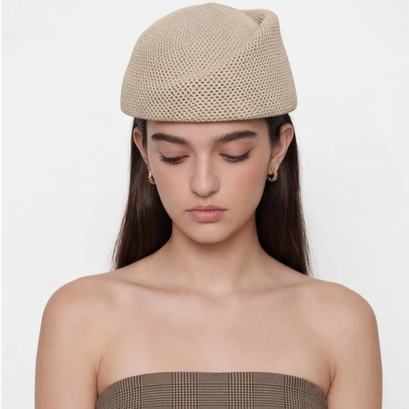 Y2K Vintage Summer Designer Duck Tongue Hats for Women British Retro Medicine Box Knitted Breathable Beret Caps Boina Masculina