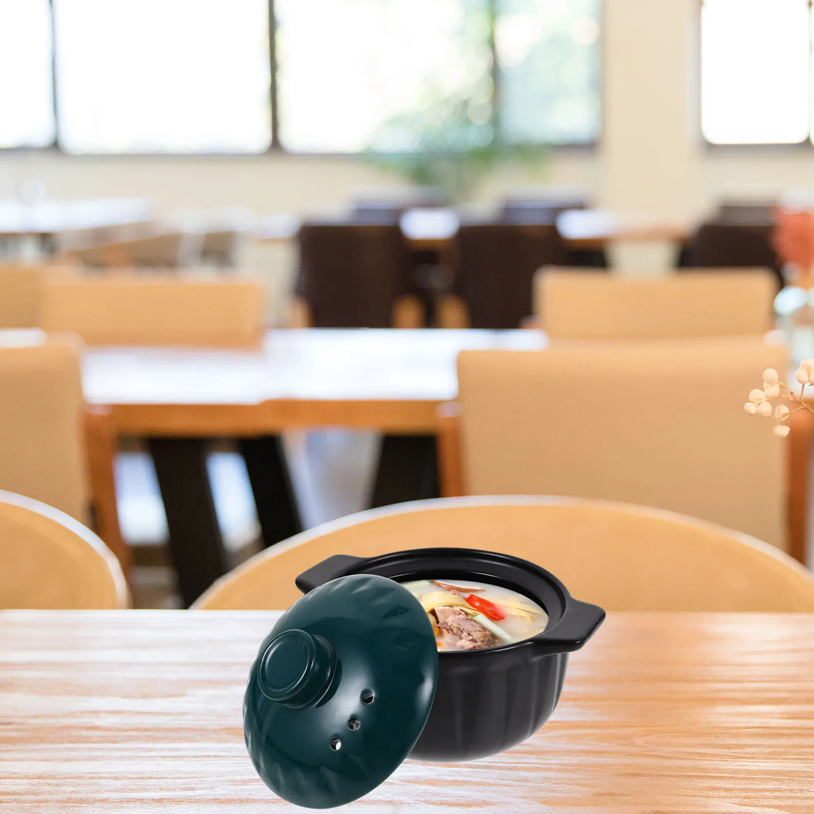 وعاء الحساء السيراميك 1 قطعة مقبض خزفي غير لاصق مطعم المنزل وعاء الطبخ خزفي السيراميك