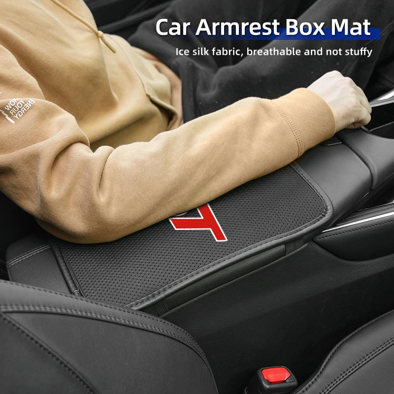 Car Armrest Box Pad Center Console Ice Silk Protect Mat For Ford Focus mk2 mk3 Fiesta mk7 Ranger Mondeo mk4 S-MAX Kuga Mustang view 2