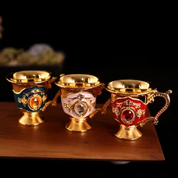 New European creative retro white wine glass handle cup metal crafts gifts home decoration teacups