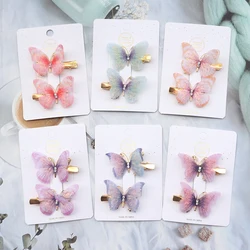 2/4Pcs Colorful Butterfly Hairpins Girl Hair Clips Barrettes Women Sweet Hair Ornament Rainbow Headwear Kids Hair Accessories