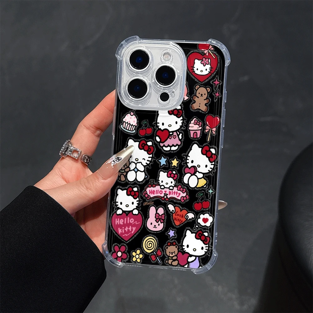 Sanrio-funda de teléfono suave para IPhone 13, IPhone 16/15/14/13/12/11/x/xs/xs Max, funda transparente para teléfono para mujer, juguetes para gatos de Hello Kitty