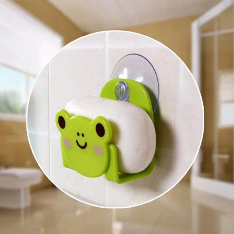 Cartoon Frog Kitchen Storage Rack Cute Bear Strong Suction Cup Sink Sponge Holders Kitchen Free Punch Dishcloth Scrubber Holder