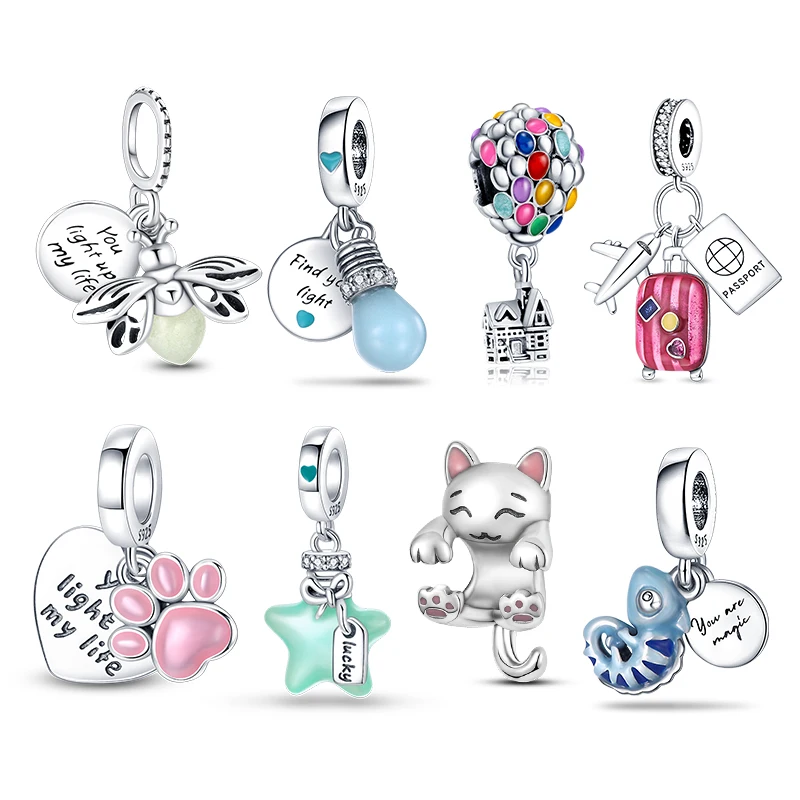 New Charms 925 Sterling Silver Fit Charms Pandora 925 Original Bracelet Womens Luminous Pendant Beads DIY Jewelry Gift Hot Sale